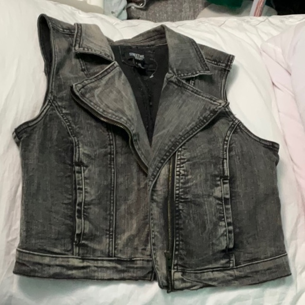 Grey jean fabric vest
